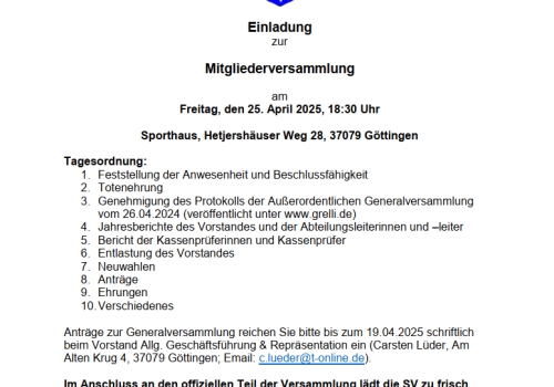 Einladung Mitgliederversammlung 2025